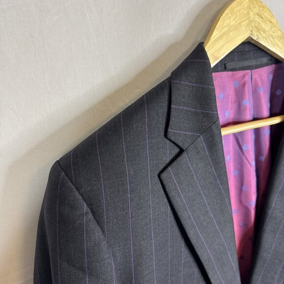 Gabucci Vitale Barberis Canonico Super 110’s Charcoal Pinstripe Blazer Men’s 46 - Picture 3 of 9